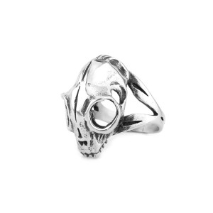 Vue generale Bague Tête de Mort "Crâne du Corbeau Noir"
