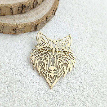 Pins Viking “Loup Tribal Nocturne” Couleur Or