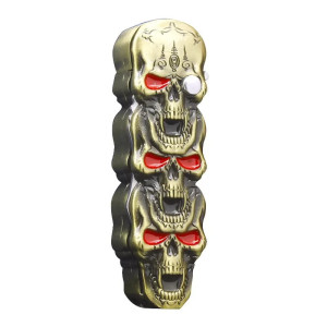 Briquet Tête de Mort Triple Crânes Furie Rouge Couleur Or