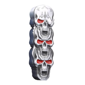 Briquet Tête de Mort Triple Crânes Furie Rouge Couleur Argent