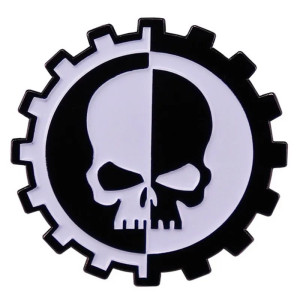 Vue generale Pins Tête de Mort Industriel “Engrenage Mortel”
