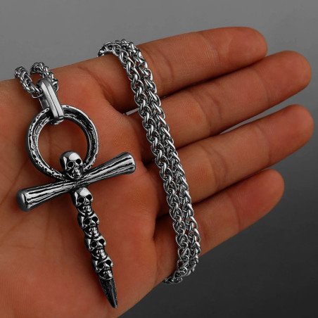 Collier Tête de Mort "Ankh des Âmes Éternelles"