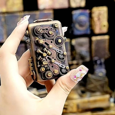 Briquet Steampunk Mécanique Vintage Engrenages Apparents Modele 1