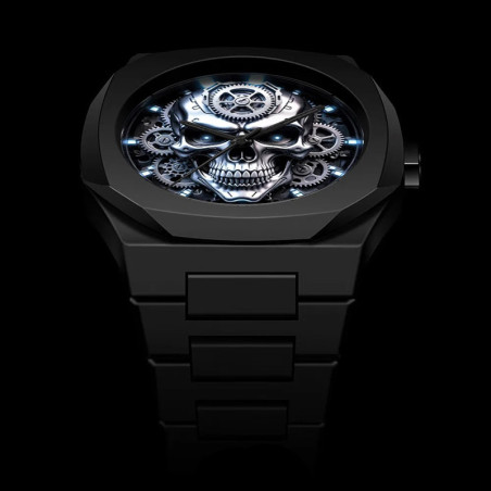 Montre Tête de Mort Engrenages Mécanique