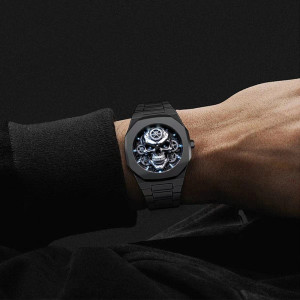 Vue portee Montre Tête de Mort Engrenages Mécanique