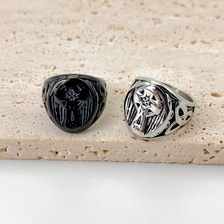 Bague Biker Croix et Triquetra | Acier Inoxydable | 2 Couleurs !