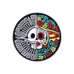 Pins Tête de Mort Mexicain “Dualité Aztèque Fleurie”
