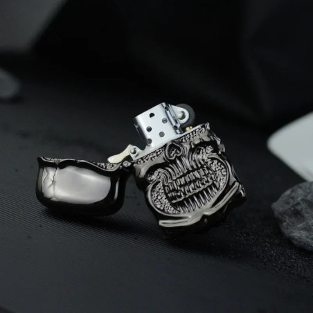 Avant Briquet Tête de Mort Crâne Massif Chromé “Rictus Brutal” - 4  couleurs au choix !