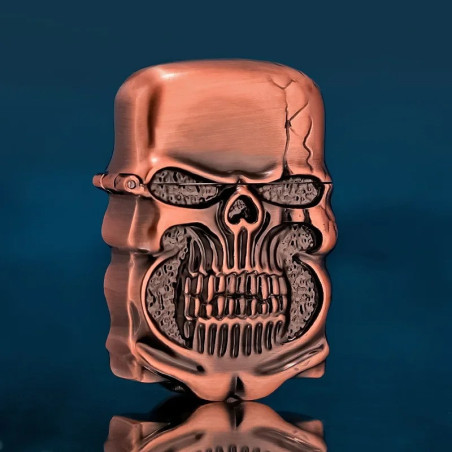 Briquet Tête de Mort Crâne Massif Chromé “Rictus Brutal” Couleur rose