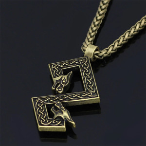 Collier Viking Rune Sigr Morsures Jumelles d’Odin Couleur or