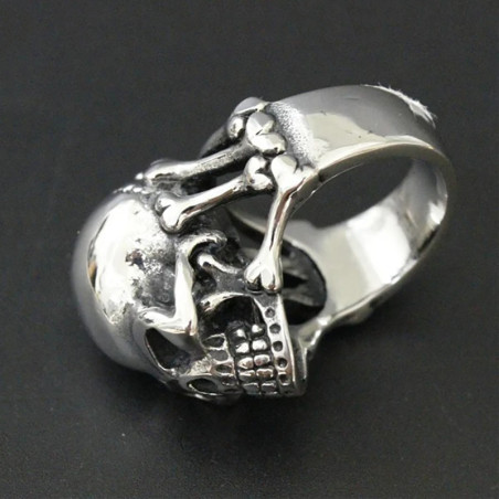 Bague Tête de Mort Crâne et Ossements