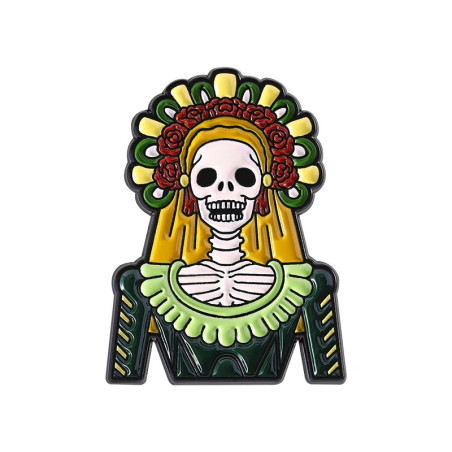 Pins Tête de Mort Mexicain “Sainte Calavera Dorée”