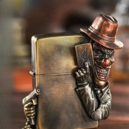 Vue detaille Briquet Tête de Mort Joker Gangster “As du Chaos”