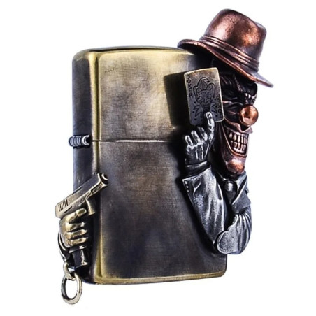 Vue generale .Briquet Tête de Mort Joker Gangster “As du Chaos”