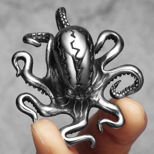 Avant Collier Pendentif Poulpe Kraken Gothique