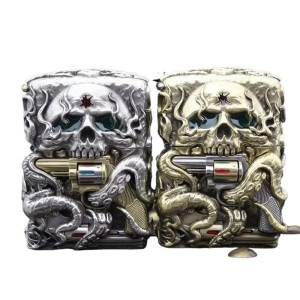 Vue generale Briquet Tête de Mort Tentacules Armées “Jugement Abyssal” - 2 couleurs au choix !