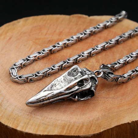 Vue Arrierre Pendentif Crâne de Corbeau Gothique
