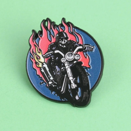 Avant Pins Tête de Mort Rider Ghost Rider aux Flammes Infernales