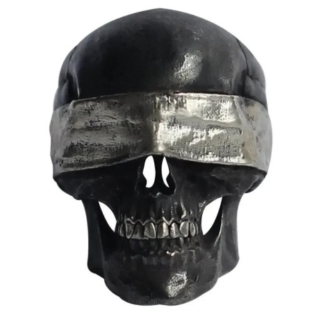 Vue generale Bague Tête de Mort Justice Aveugle Couleur Argent