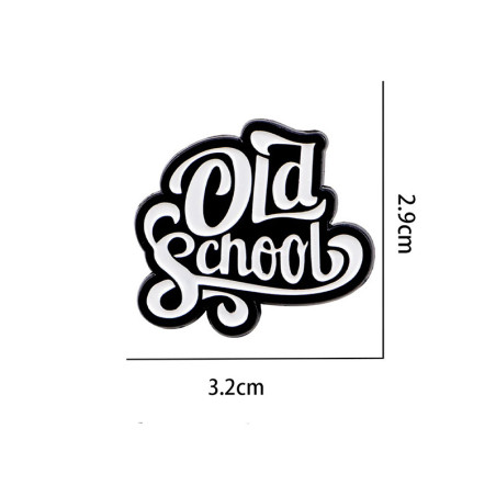 Dimensions Pins Rock "Old School" Vintage Noir & Blanc