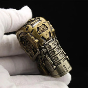 Vue Arrierre Briquet Tête de Mort Steampunk "Cyborg des Âges Mécaniques"