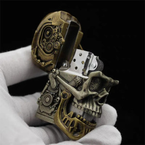Briquet Tête de Mort Steampunk "Cyborg des Âges Mécaniques"