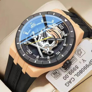 Vue de face Montre Montres Homme Crâne Corsaire - 2 couleurs  au choix !
