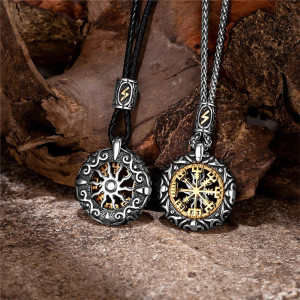 Collier Viking Vegvisir Foudre du Navigateur Sacré - 2 versions au choix !