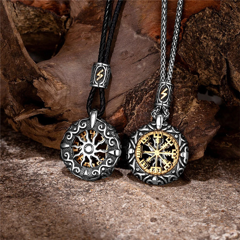 Collier Viking Vegvisir Foudre du Navigateur Sacré - 2 versions au choix !