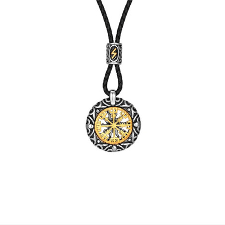 Vue generale Collier Viking Vegvisir Foudre du Navigateur Sacré - 2 versions au choix !