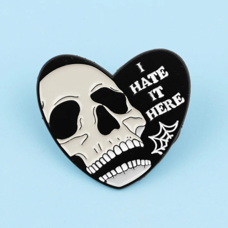 Avant Pins Tête de Mort Cœur Squelette "I Hate It Here" Style Gothique