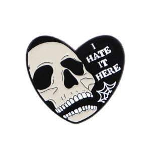 Vue generale Pins Tête de Mort Cœur Squelette "I Hate It Here" Style Gothique