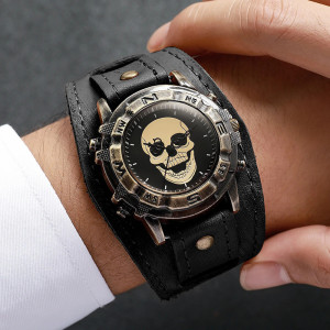 Vue Portee Montre Tête de Mort Bracelet de Force