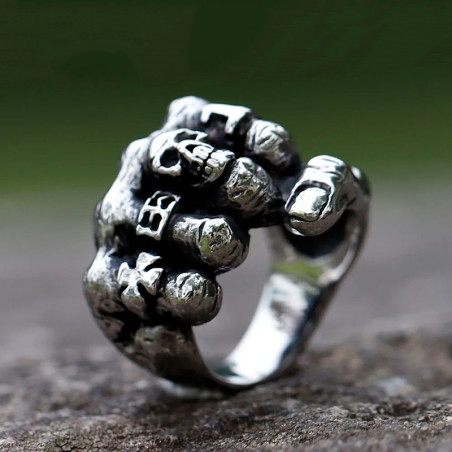 Avant Bague Tête de Mort Poing d'Acier