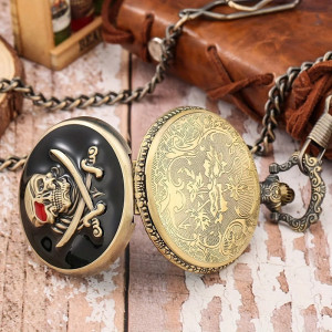 Avant Montre à Gousset Tête de Mort Pirate Borgne
