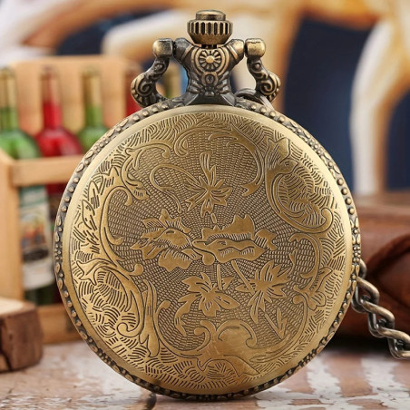 Vue Arrierre Montre à Gousset Tête de Mort Pirate Borgne