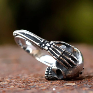 Bague Tête de Mort Étreinte Macabre