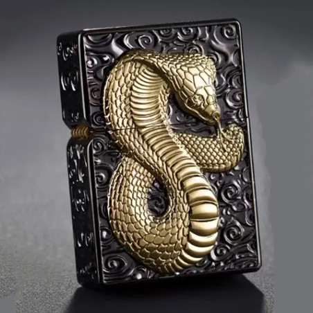 Briquet Tête de Mort Serpent Enroulé “Venin Éternel” Couleur Noir