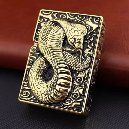 Briquet Tête de Mort Serpent Enroulé “Venin Éternel” Couleur or