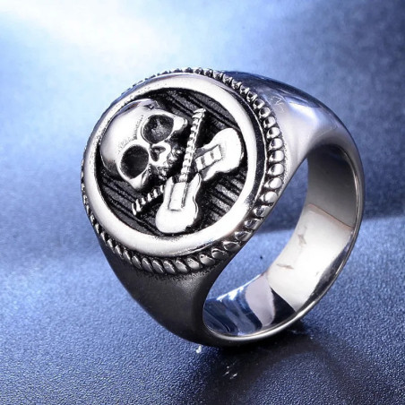 Bague Tête de Mort Guitares Électriques