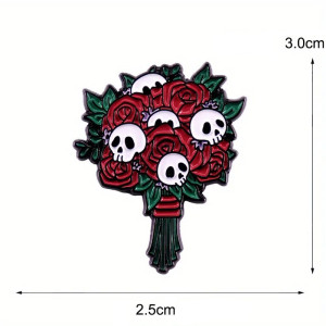 Dimensions Pins Tête de Mort Bouquet de Roses Éternelles et Crânes Gothiques