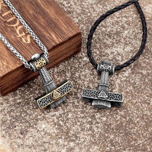 Collier Viking Marteau de Thor Valknut Gravé - 3 versions au choix !