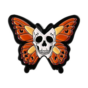 Pins Tête de Mort Monarque de l'Ombre : Papillon au Crâne Central