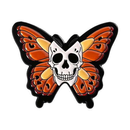 Pins Tête de Mort Monarque de l'Ombre : Papillon au Crâne Central