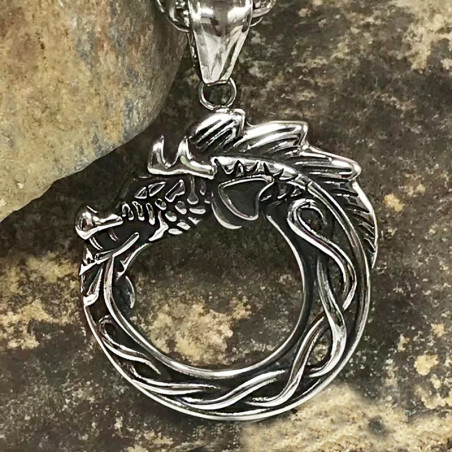 Vue detaille Collier Viking Jörmungandr Cercle Éternel - 2 versions au choix !