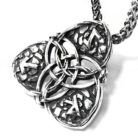 Vue detaille Collier Viking Triskel Runique des Trois Destins Modele 1