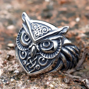 Avant Bague Gothique Hibou Gardien