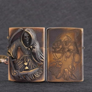 Briquet Tête de Mort Faucheuse du Temps “Dernier Sablier”