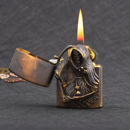 Briquet Tête de Mort Faucheuse du Temps “Dernier Sablier”