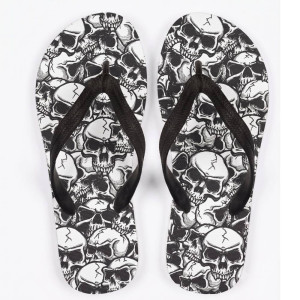 Tongs tête de mort à motif crâne Gothique